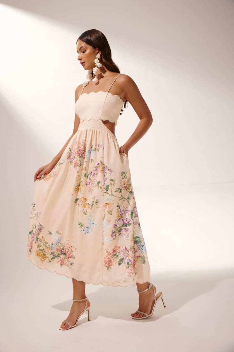GR | Midikleid Mit Cut Outs Und Blumenprint