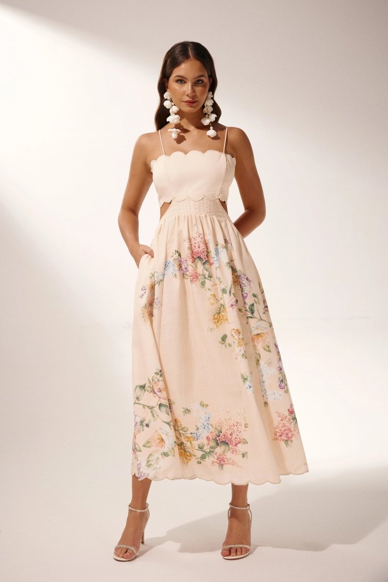 GR | Midikleid Mit Cut Outs Und Blumenprint