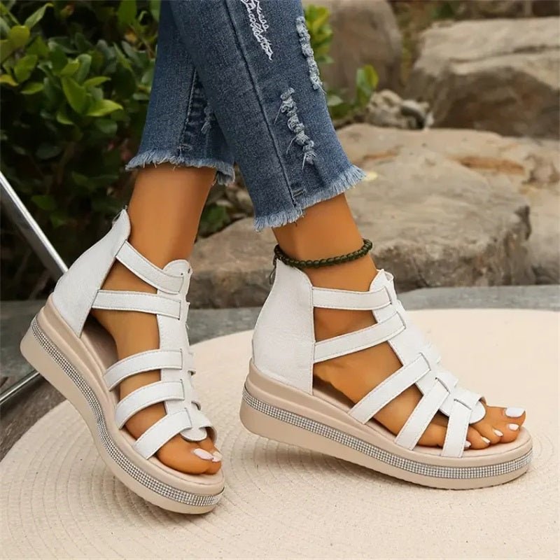 GR | Elegant rhinestone wedge sandals