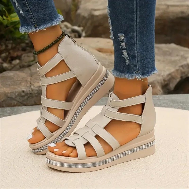 GR | Elegant rhinestone wedge sandals