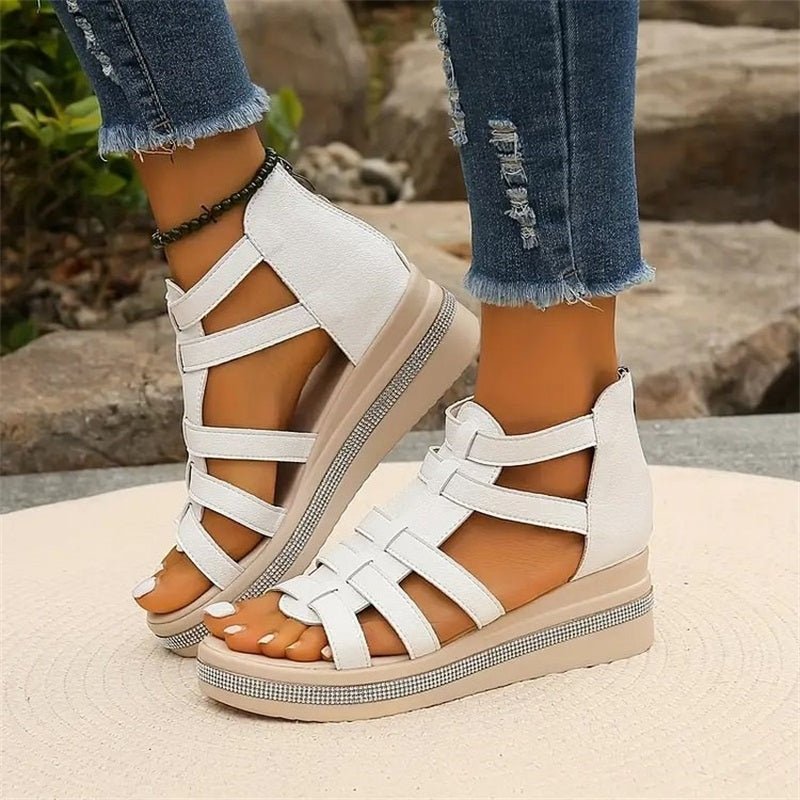 GR | Elegant rhinestone wedge sandals