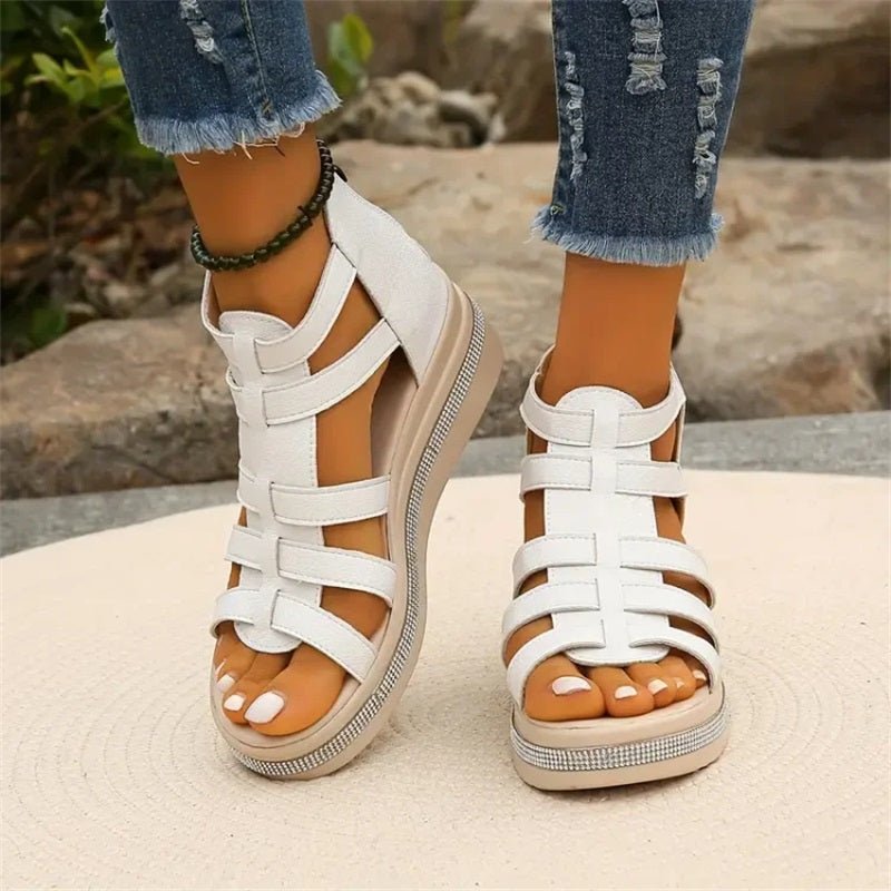 GR | Elegant rhinestone wedge sandals