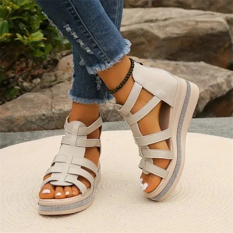 GR | Elegant rhinestone wedge sandals
