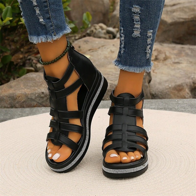GR | Elegant rhinestone wedge sandals