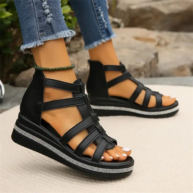 GR | Elegant rhinestone wedge sandals