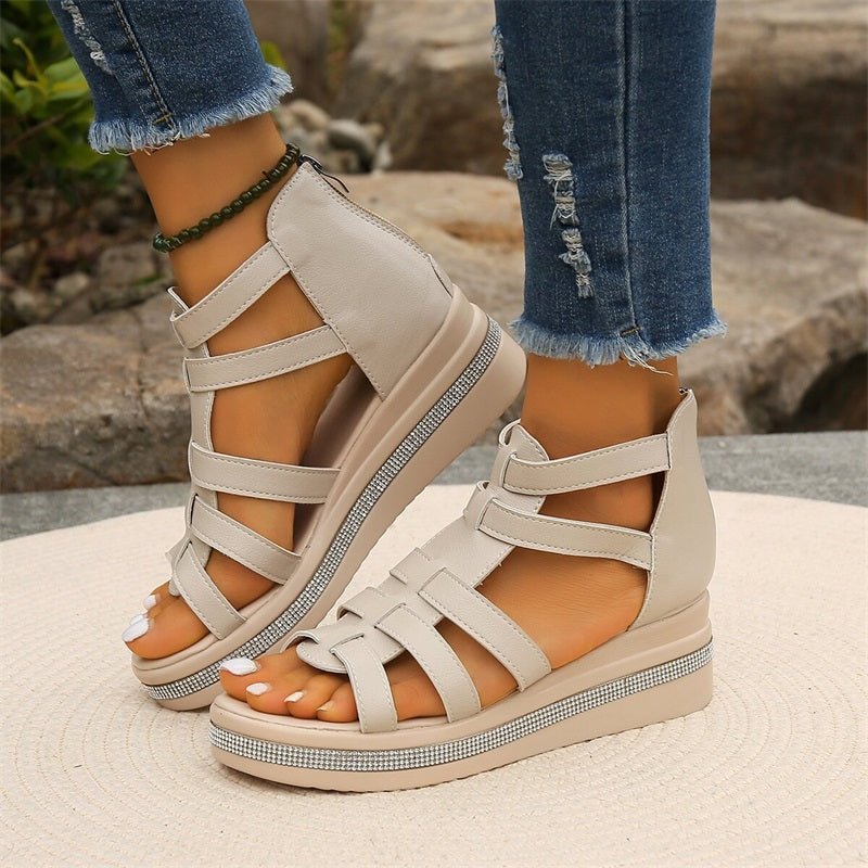GR | Elegant rhinestone wedge sandals