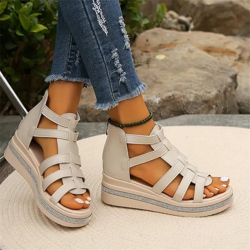 GR | Elegant rhinestone wedge sandals