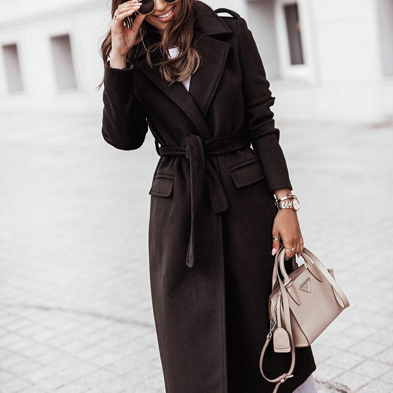 GR | Long coat with V-neck 