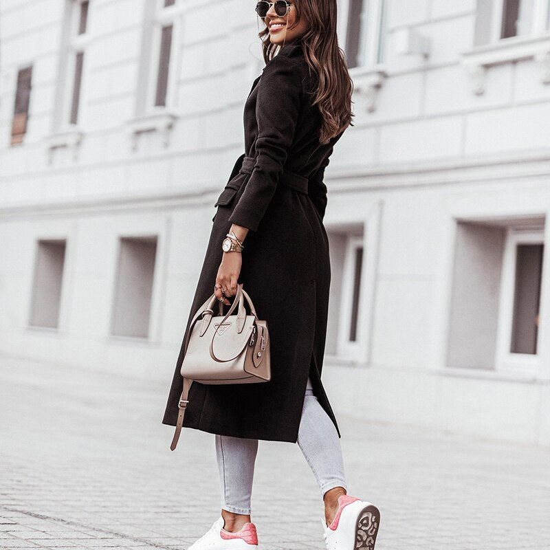 GR | Long coat with V-neck 