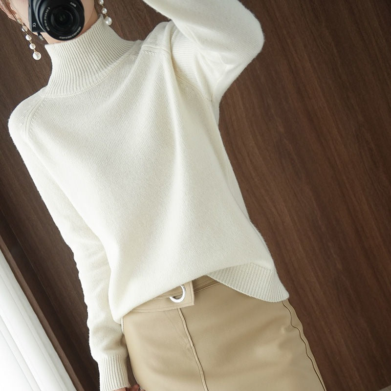GR | Warm knit sweater with high collar for women