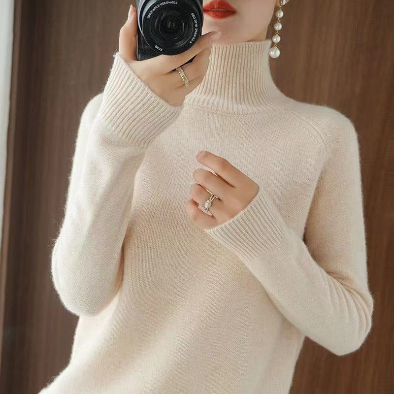 GR | Warm knit sweater with high collar for women