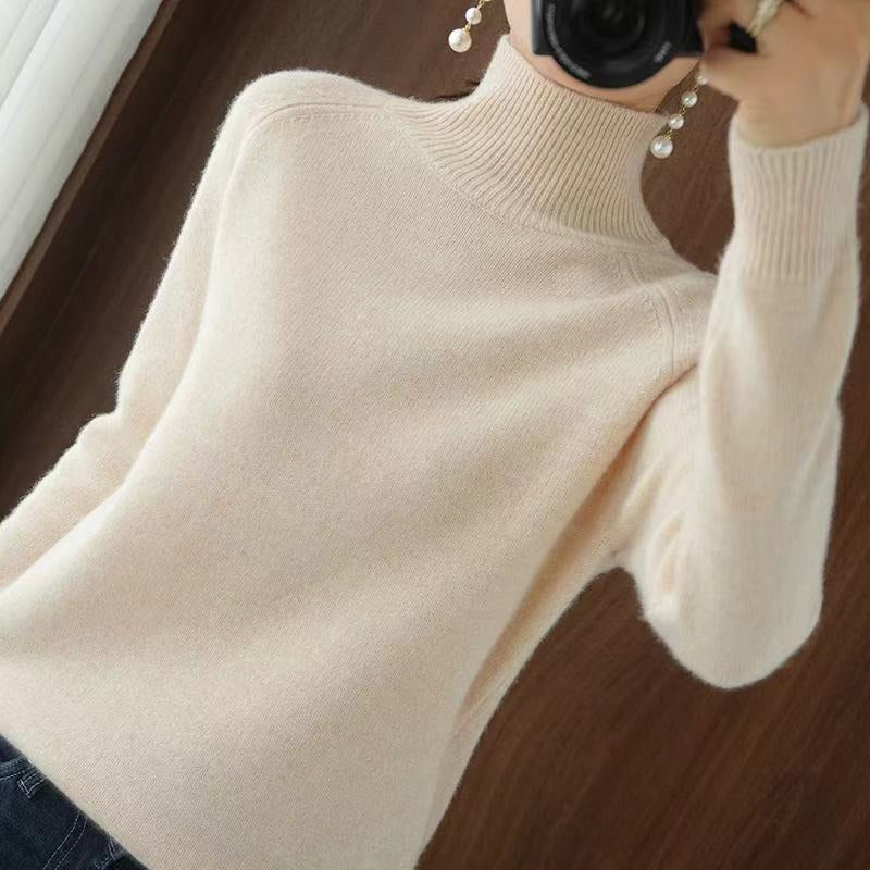 GR | Warm knit sweater with high collar for women
