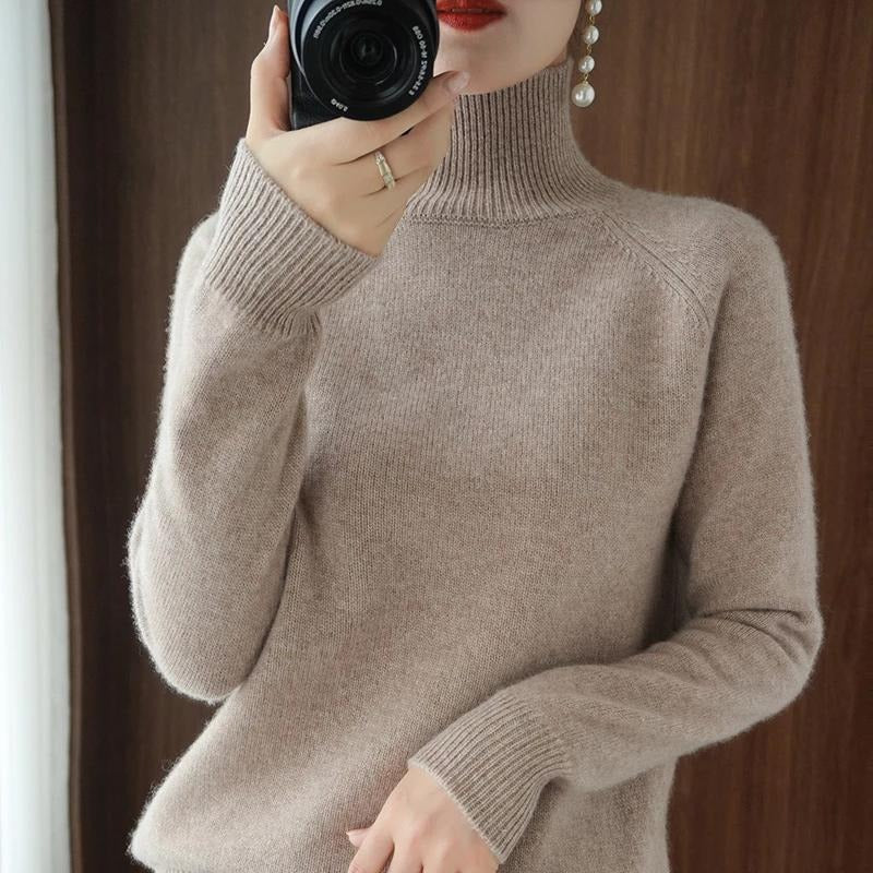 GR | Warm knit sweater with high collar for women