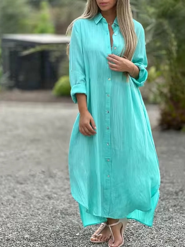 GR | Spring Cotton Linen Solid Colors Bag Oversized Blouse Dresses