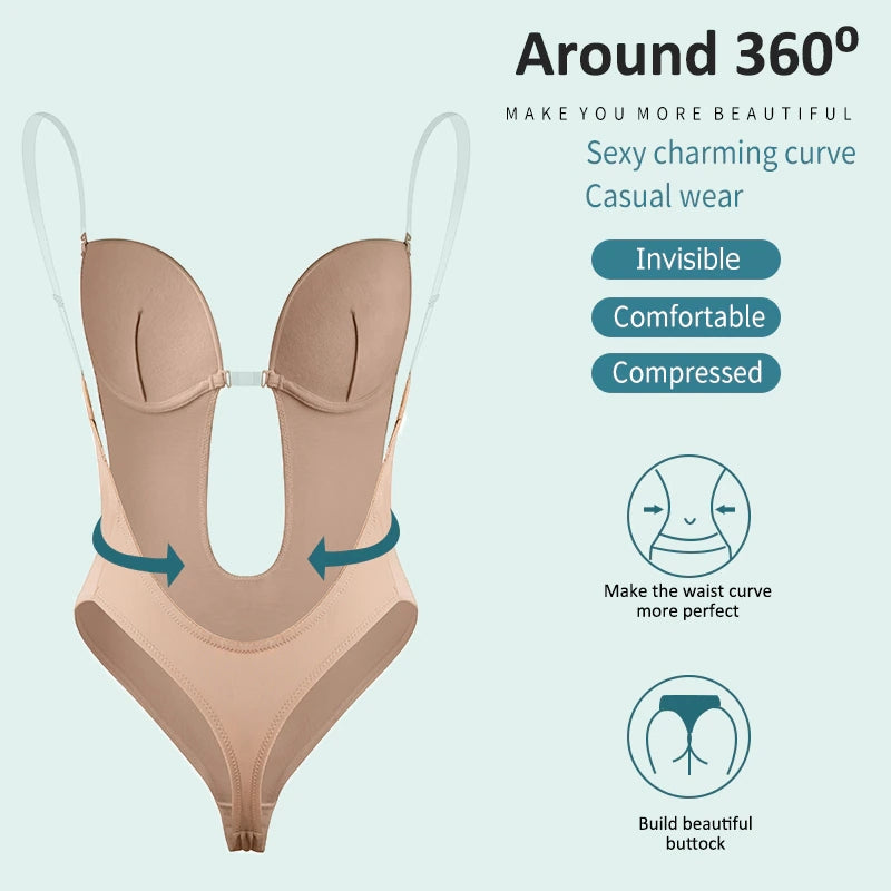 GR | Tiefer V-Ausschnitt Körperformender Bodysuit
