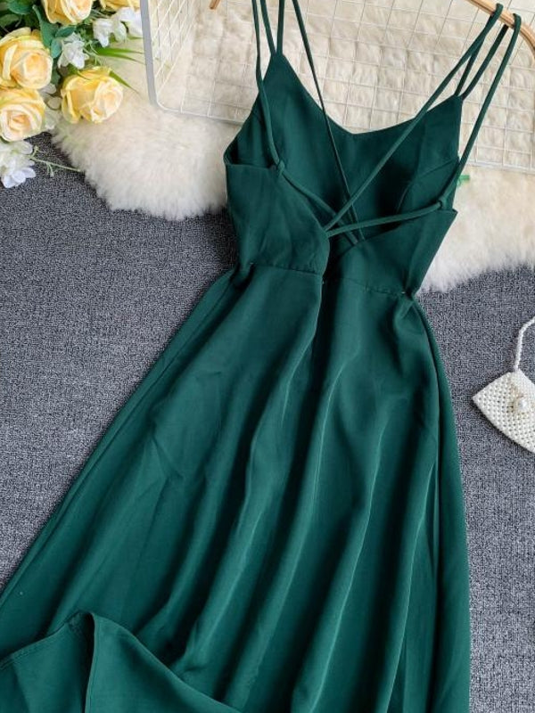 GR | Emerald Green Maxi Dress Cotton Lace Strapless Long Women's Sexy Dress
