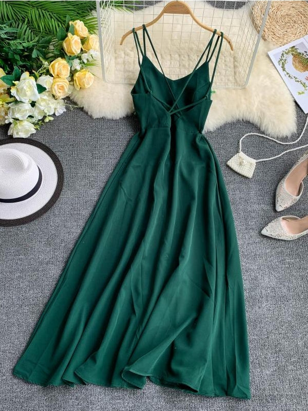 GR | Emerald Green Maxi Dress Cotton Lace Strapless Long Women's Sexy Dress