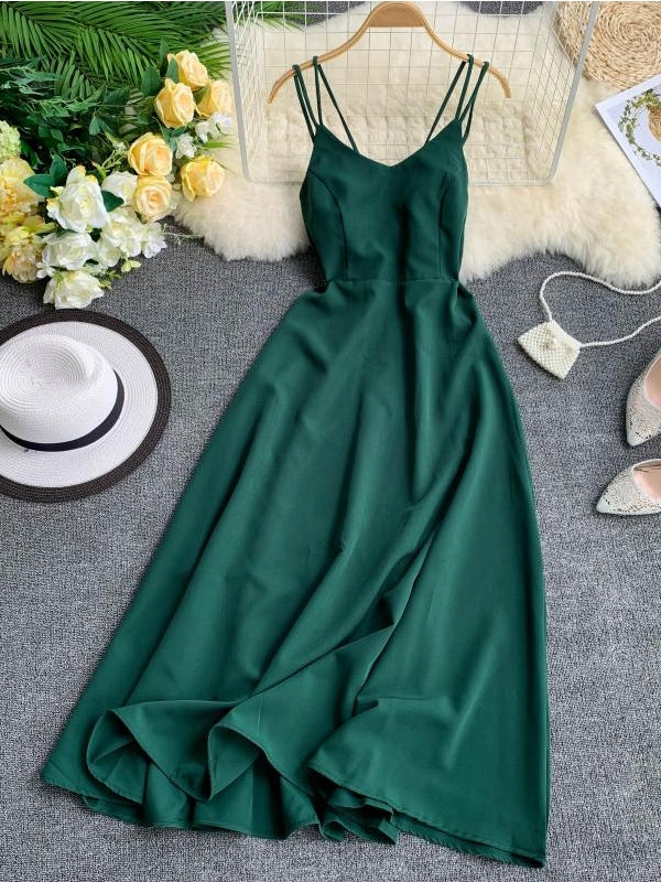 GR | Emerald Green Maxi Dress Cotton Lace Strapless Long Women's Sexy Dress