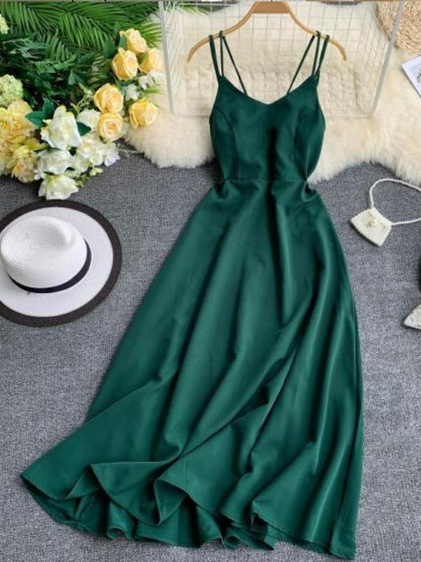 GR | Emerald Green Maxi Dress Cotton Lace Strapless Long Women's Sexy Dress