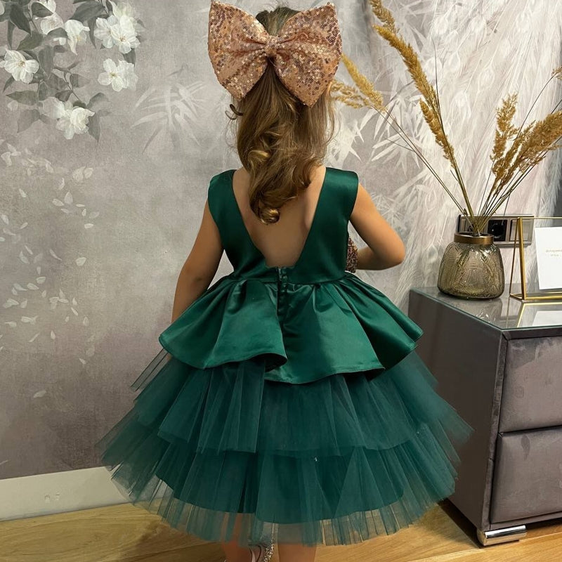 GR | Mädchenkleid für Babys Große Schleife Taufkleid Festkleider
