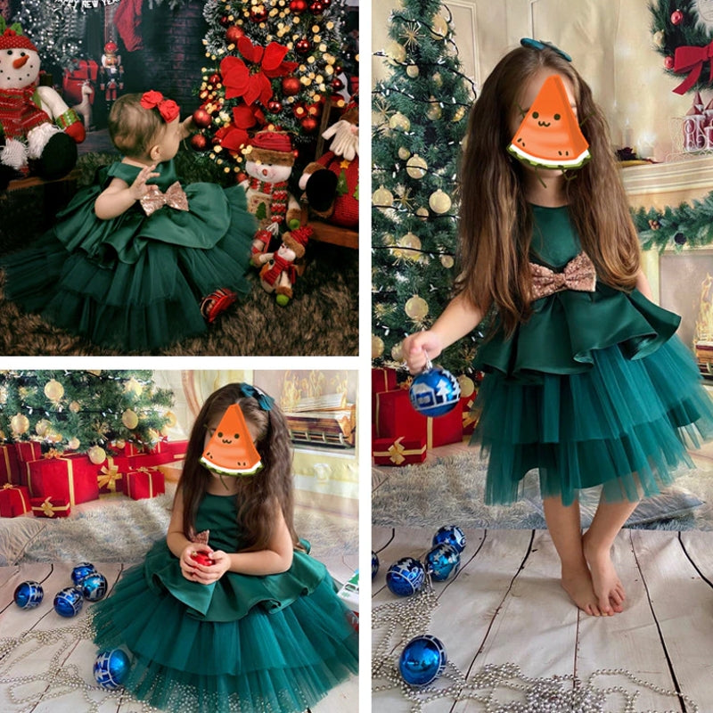 GR | Mädchenkleid für Babys Große Schleife Taufkleid Festkleider