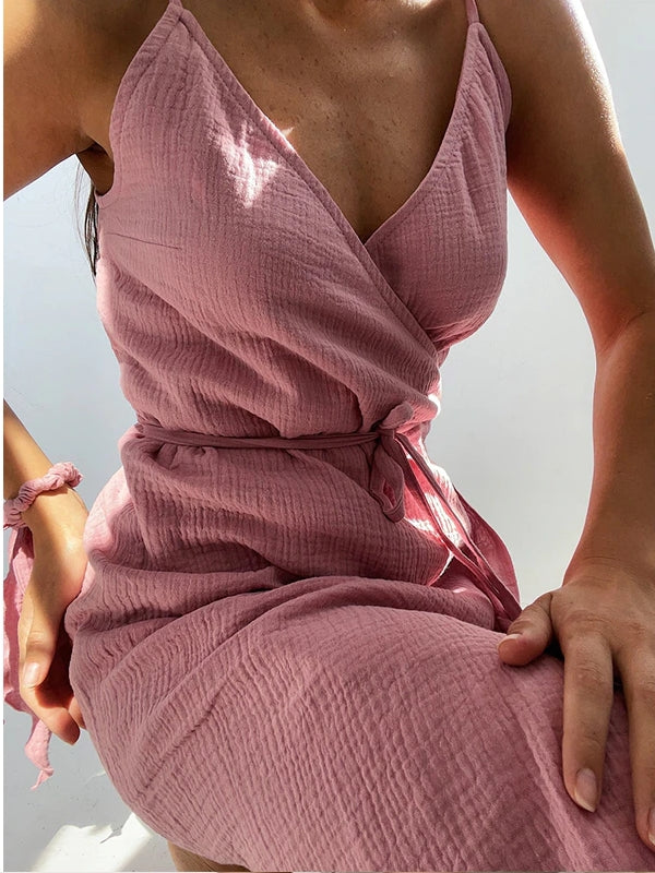 GR | Stylish V-neck sleeveless dress for women