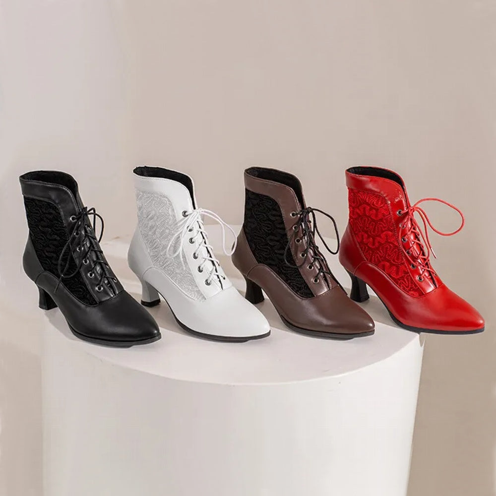GR | Women's Ankle Boots Leather Lace-up Shoes Modern Shoes