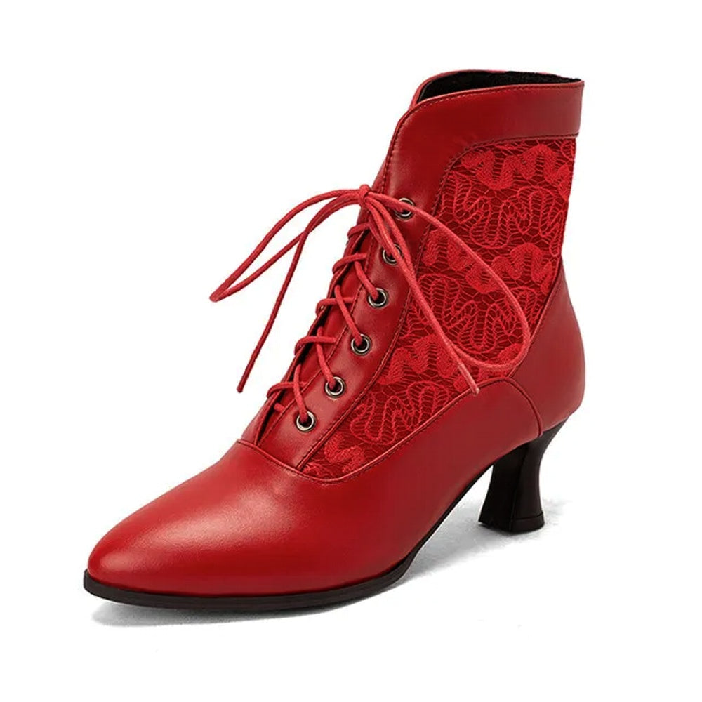 GR | Women's Ankle Boots Leather Lace-up Shoes Modern Shoes