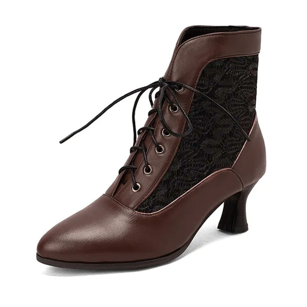 GR | Women's Ankle Boots Leather Lace-up Shoes Modern Shoes
