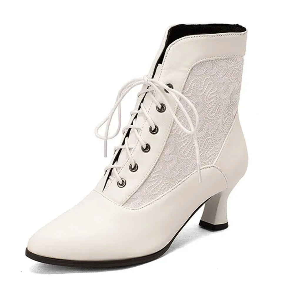 GR | Women's Ankle Boots Leather Lace-up Shoes Modern Shoes