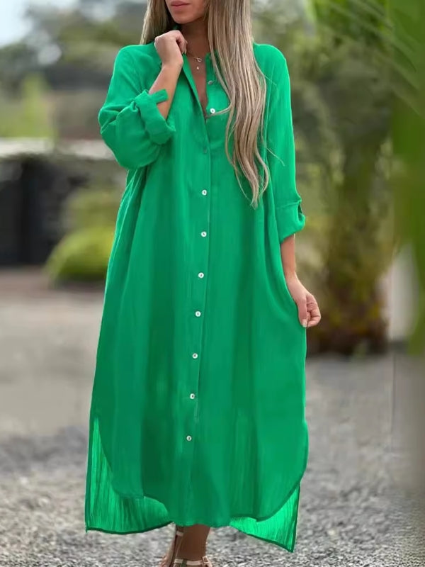 GR | Spring Cotton Linen Solid Colors Bag Oversized Blouse Dresses