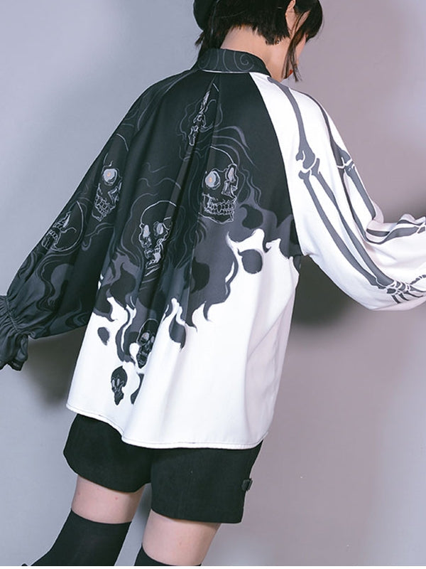 GR | Stylisches Totenkopf-Print Damen-Shirts