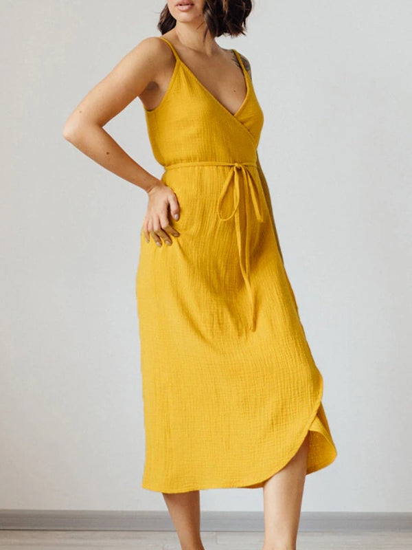 GR | Stylish V-neck sleeveless dress for women