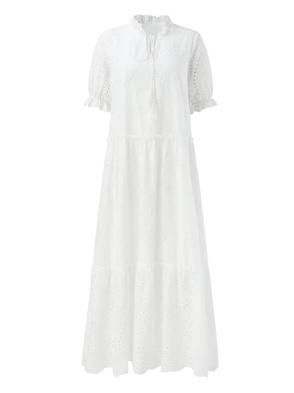GR | White Plus-Size Ruffled Dress