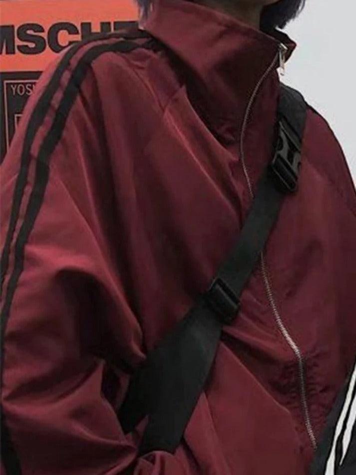 GR | Contrast stripe zip-up jacket