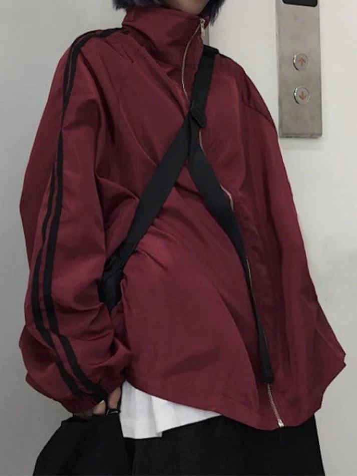 GR | Contrast stripe zip-up jacket