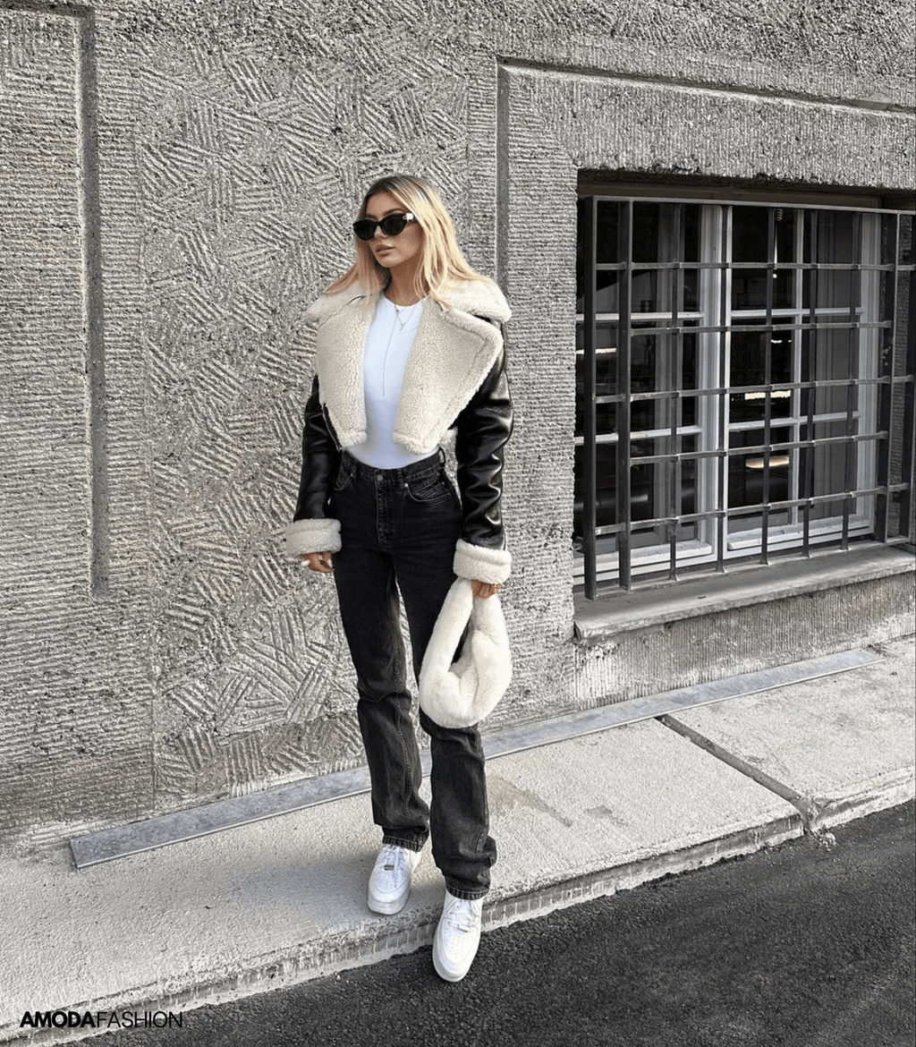 Top leather teddy jacket