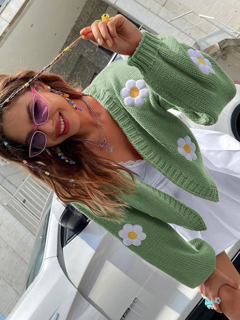 GR | Geblümter Strick-Cardigan für Damen