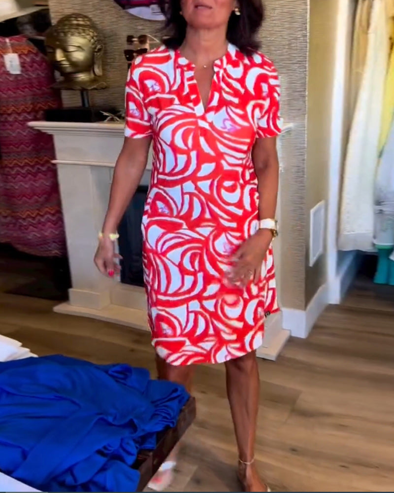 GR | Casual short-sleeved dress with print