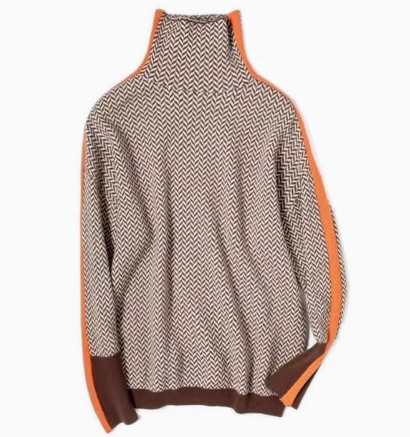 GR | Rollkragenpullover im Farbblockdesign