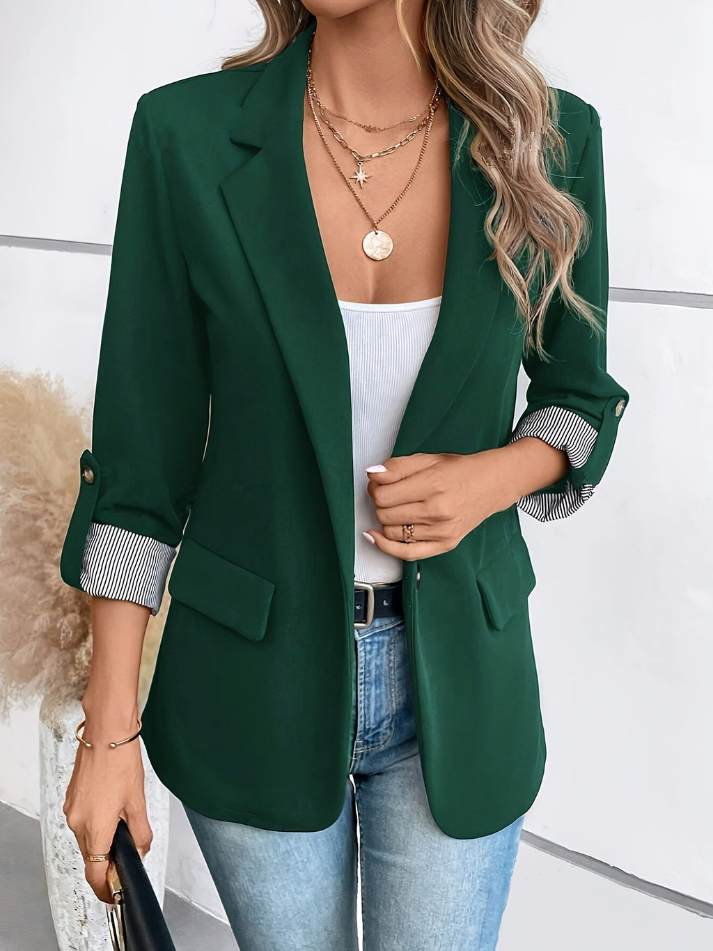 GR | Elegant business long blazer with
