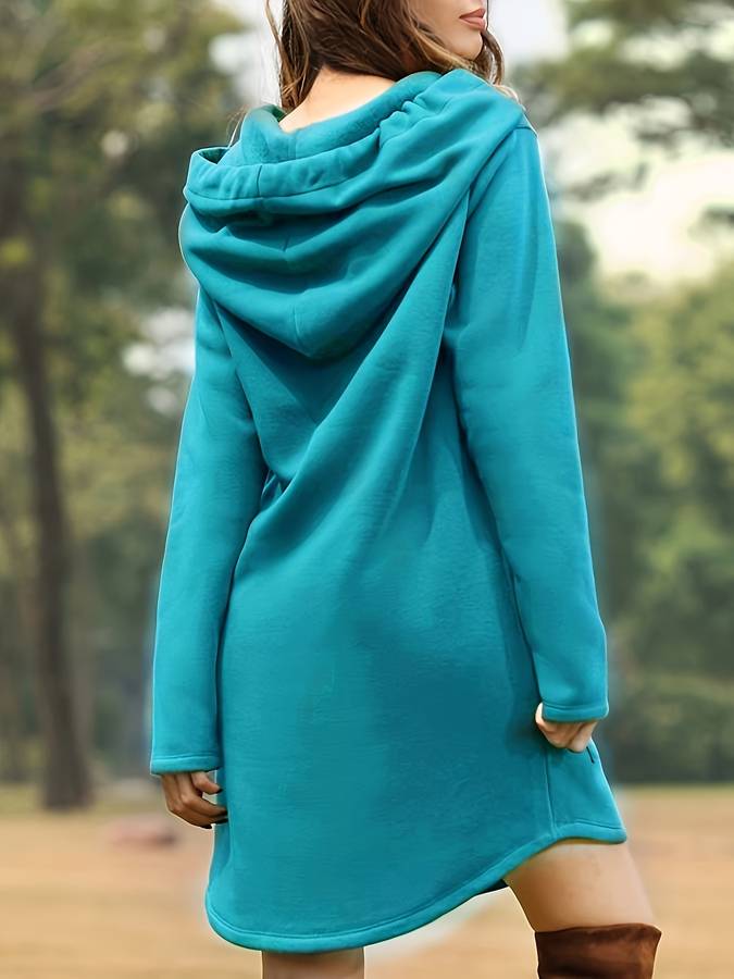 GR - Rotes Kapuzen Sweatshirtkleid mit Taschen