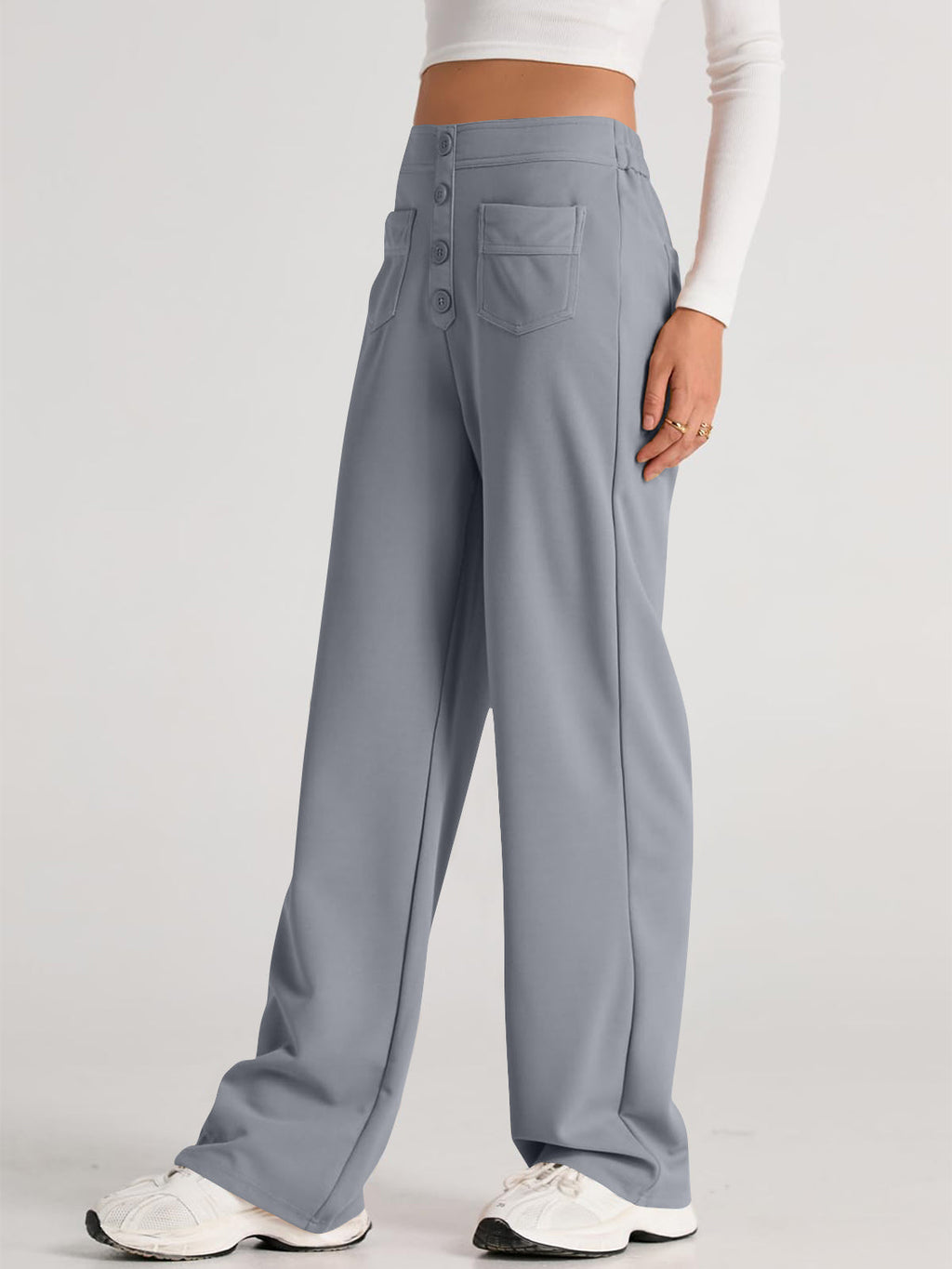 GR | Wide-waisted trousers with pockets, elegant and comfortable