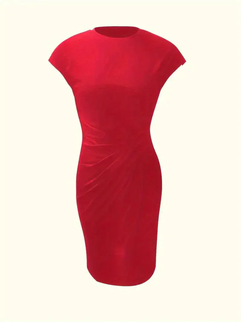 GR | Stilvolles Schmales Kleid Mit Rundhalsausschnitt