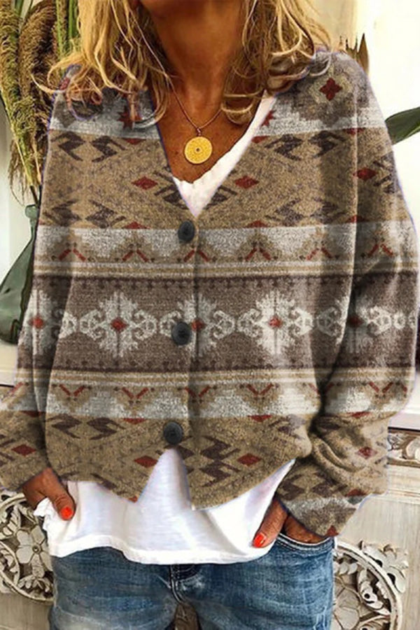 GR | Printed boho vest in vintage style 