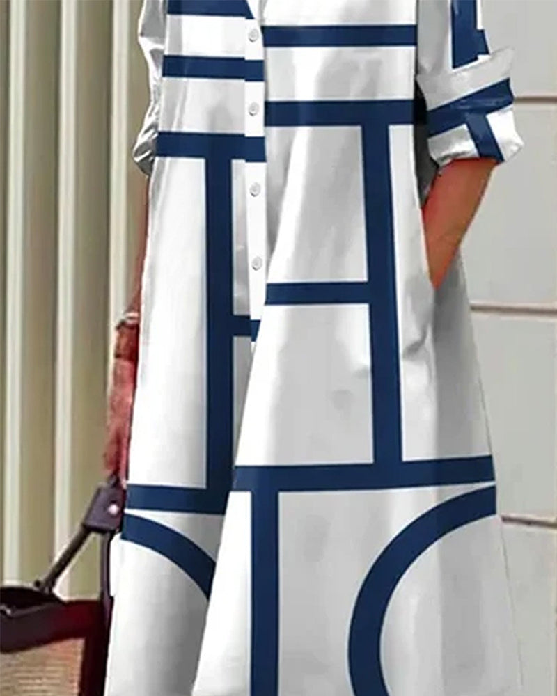 GR | Dress with pockets and geometric print