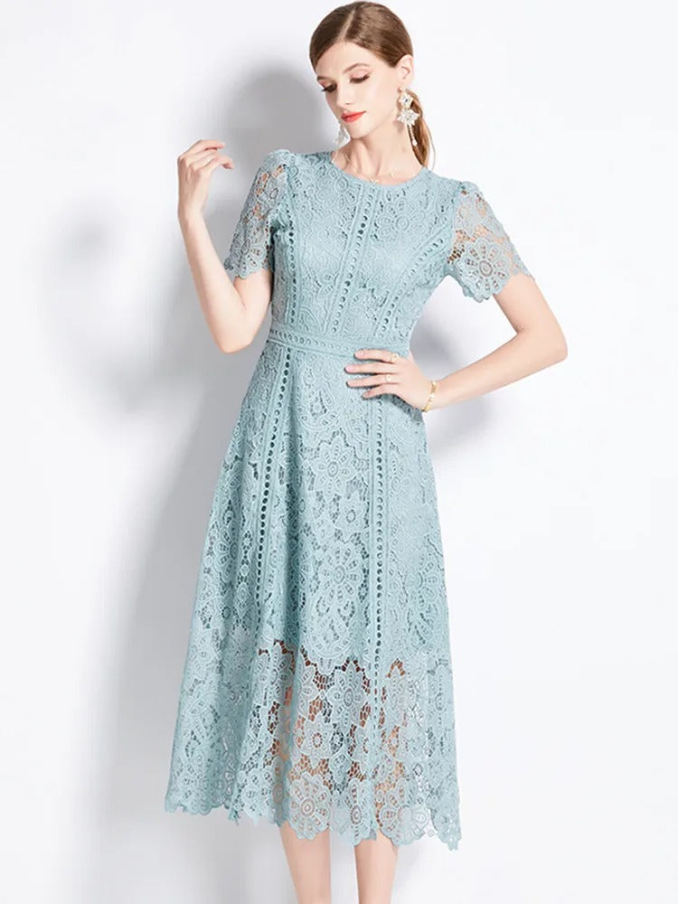GR | Elegantes Spitzenkleid Midi-Länge