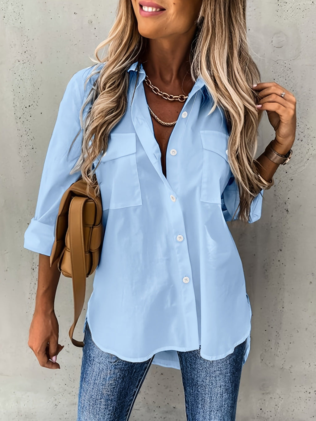 GR | Women's sleeveless lapel collar shirt