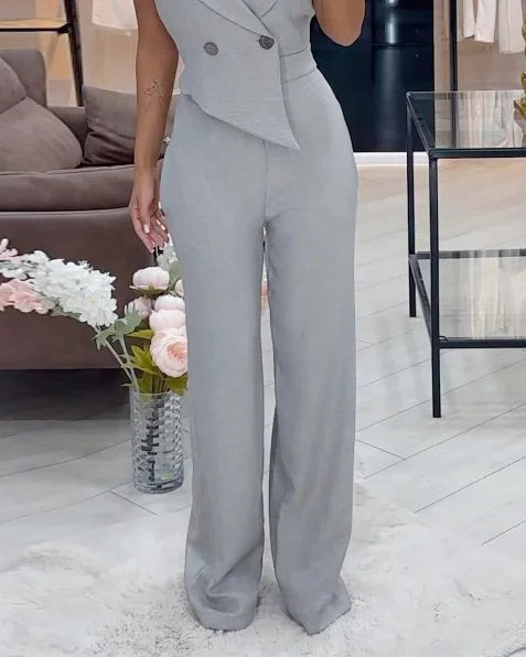 GR | Jumpsuit with lapel collar in solid color