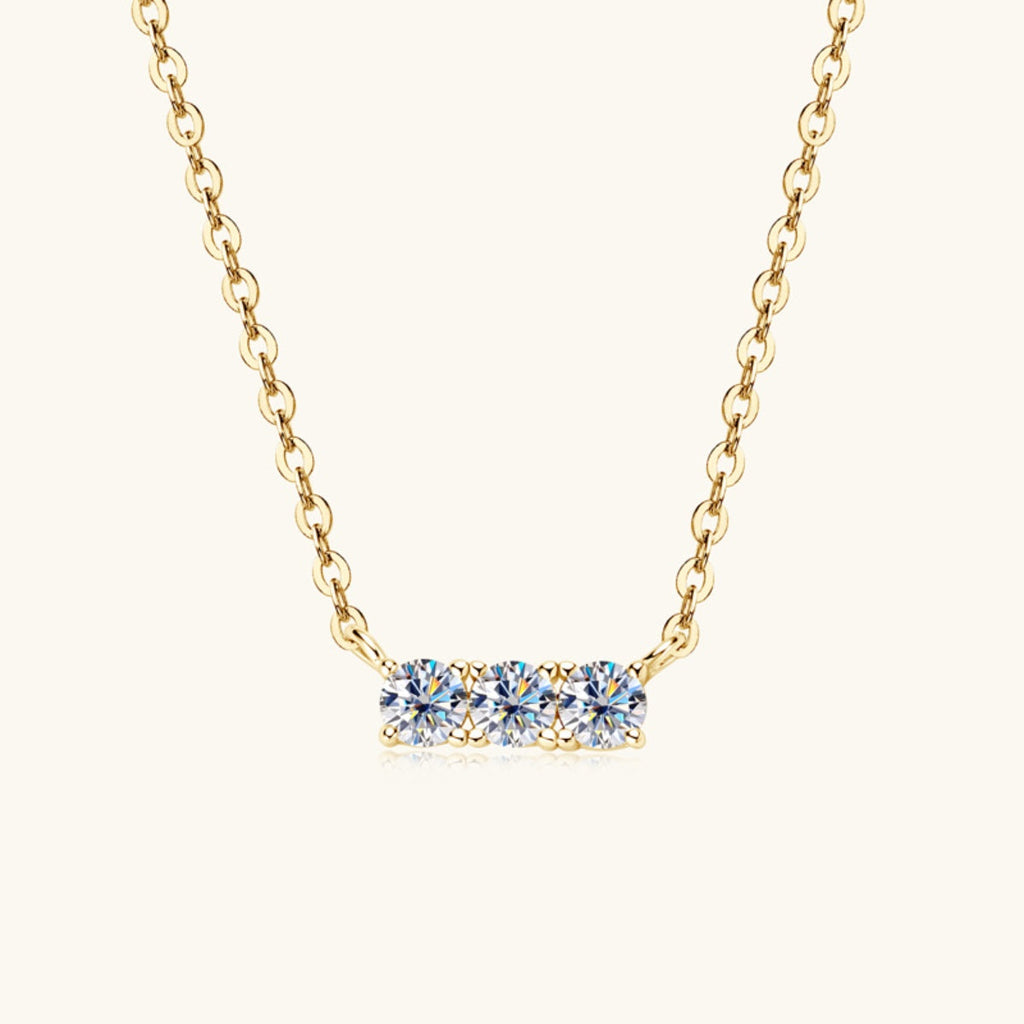 GR | 925 Sterling Silver Inlaid Moissanite Bar Necklace